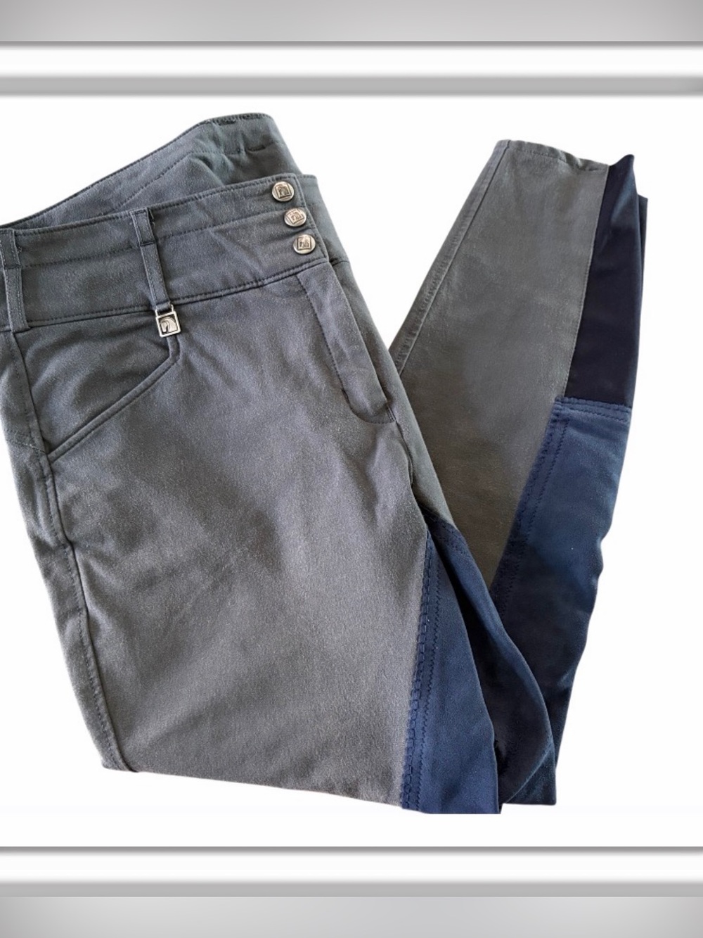 Romfh Ladies' Champion Full Seat Breeches Size 34R Gray Blue Equestrian